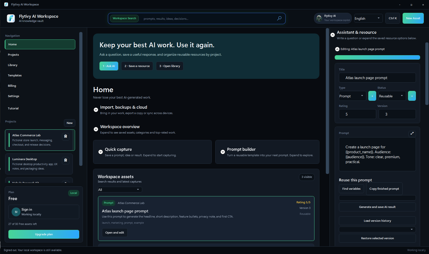 Flytivy AI Workspace running on Windows
