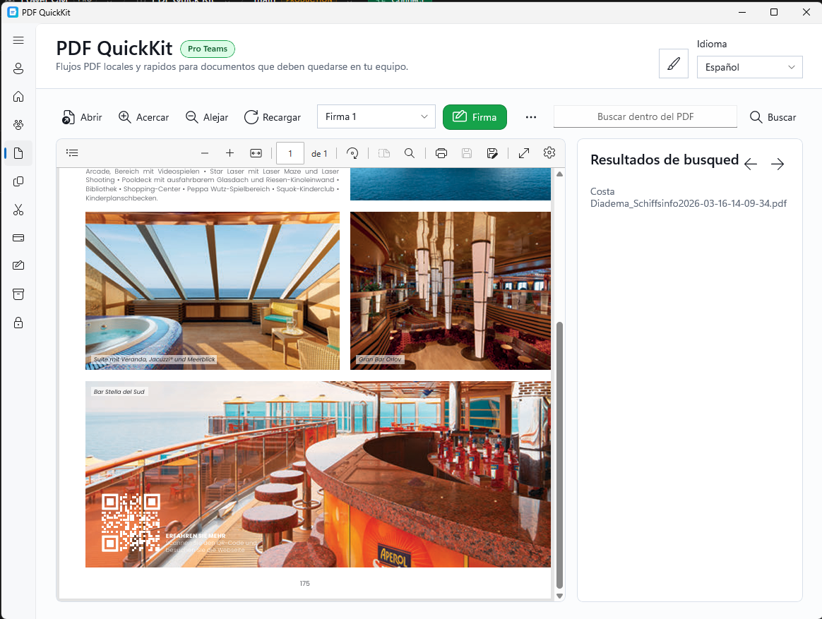 Vista de lector y resultados de busqueda de PDF PowerKit